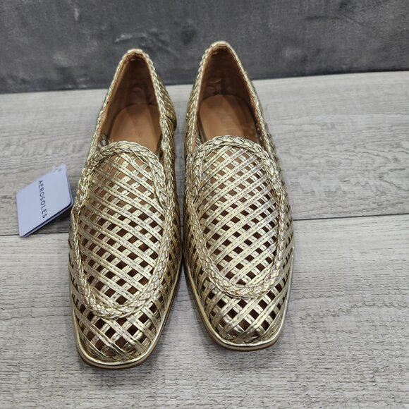 AEROSOLES Nagle Women 6.5 Metallic Woven Loafers Flat NIB - Picture 3 of 16